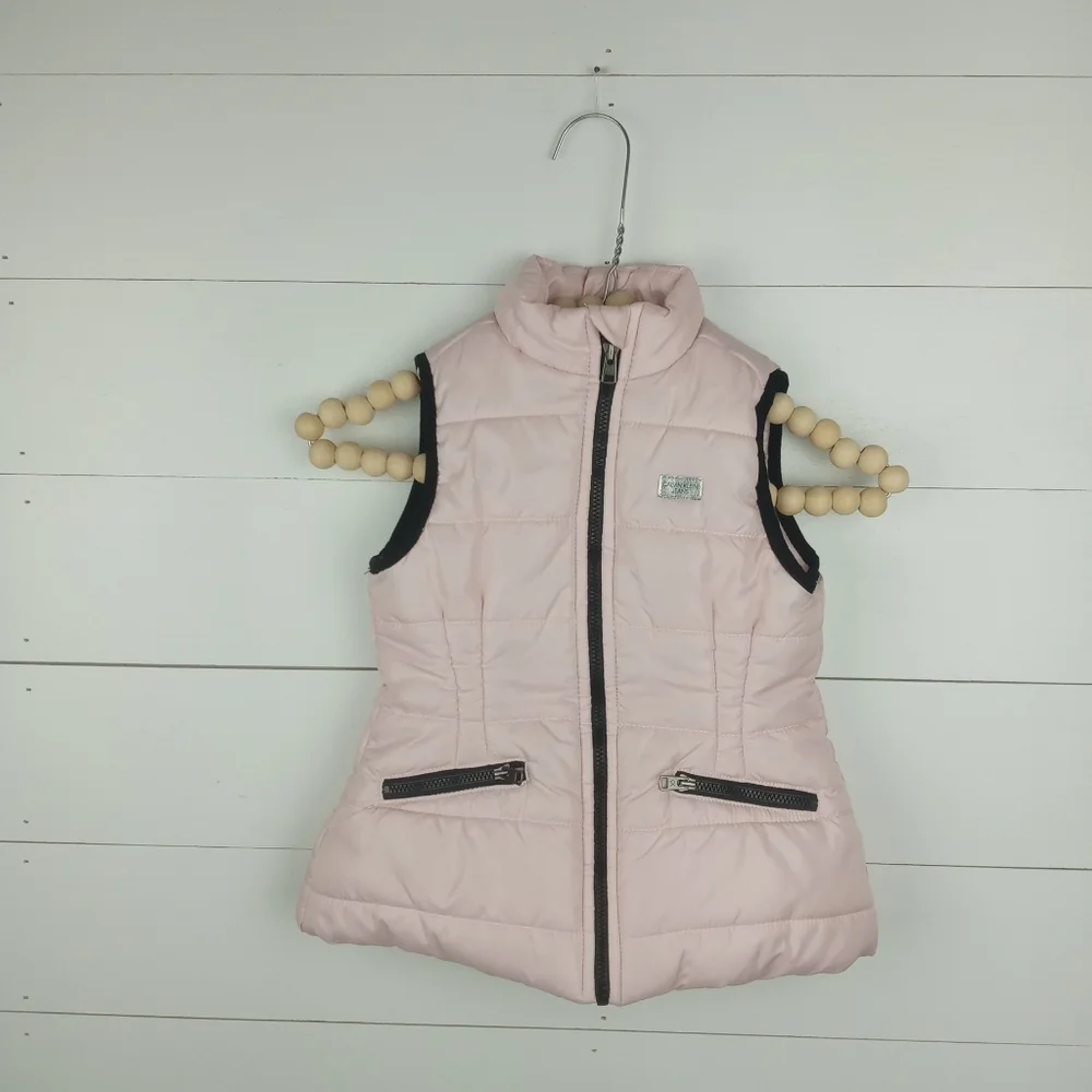Calvin Klein Jeans girls size 4T light pink slight collar full zipper puffer